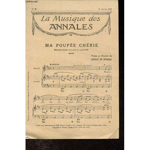 Ma Poupée Chérie - La Chanson De Paris - La Musique Des Annales N°38 - 18 Janvier 1925.
