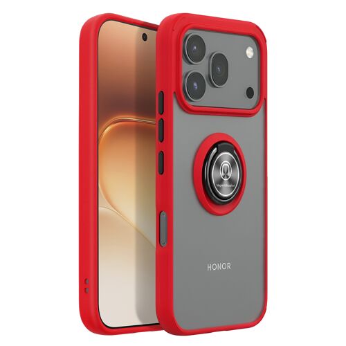 Coque pour Honor 600 / 600 Pro avec Support Anneau et Fixation Magnétique Rouge