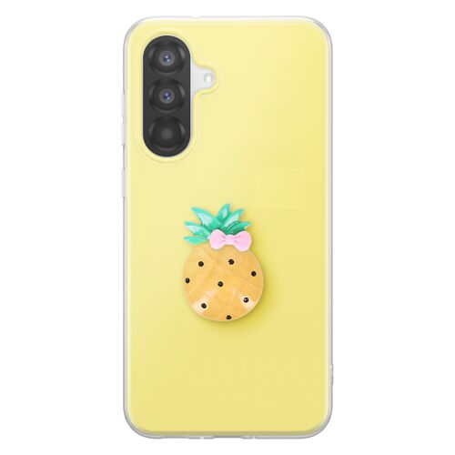 Coque pour Galaxy A56 avec Motif Ananas en Relief 3D et Contour Surélevé Jaune