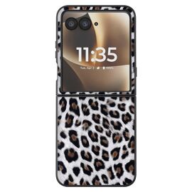 Coque Léopard pour Motorola Razr 70 Ultra et Razr 60 Ultra Protection Pliable Bimatière Blanc