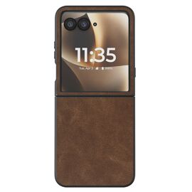 Coque Clapet pour Motorola Razr 70 Ultra Protection Pliable Rigide Effet Cuir Marron