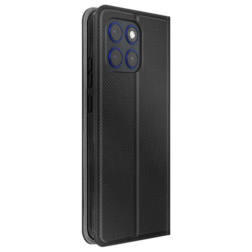 Étui à Clapet pour Motorola Edge 70 avec Texture Tissée et Support Vidéo Noir