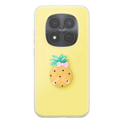 Coque pour Redmi Note 15 Pro 5G Motif Ananas en Relief 3D et Contour Surélevé Jaune