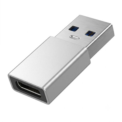 Adaptateur USB-C Femelle vers USB 3.0 Mâle Haute Vitesse 5Gbps Blue Star Argent