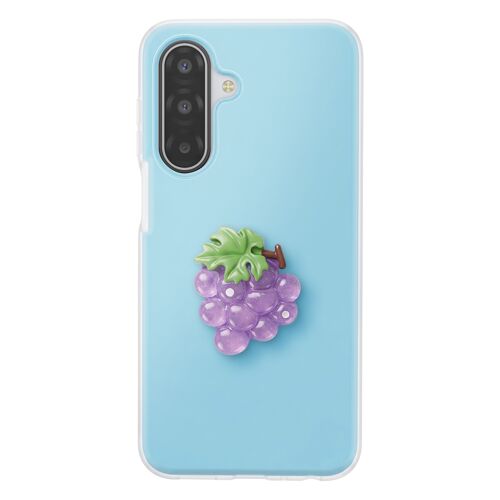 Coque pour Galaxy A17 avec Motif Raisin en Relief 3D et Contour Surélevé Bleu
