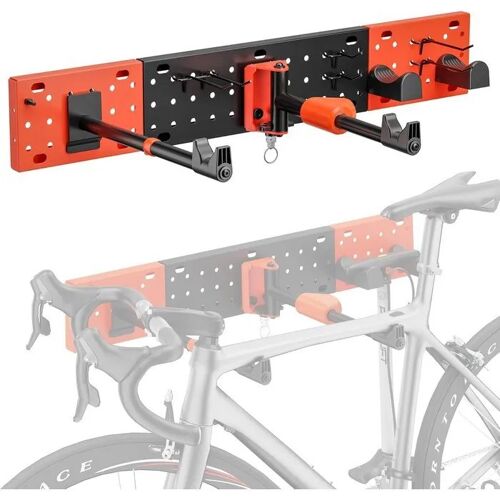 Support Mural Vélo Acier Réglable Pivotant Jusqu¿À 30 Kg, Installation Kit Montage Inclus, Crochets Pneus 45 Mm, Charge Totale 40