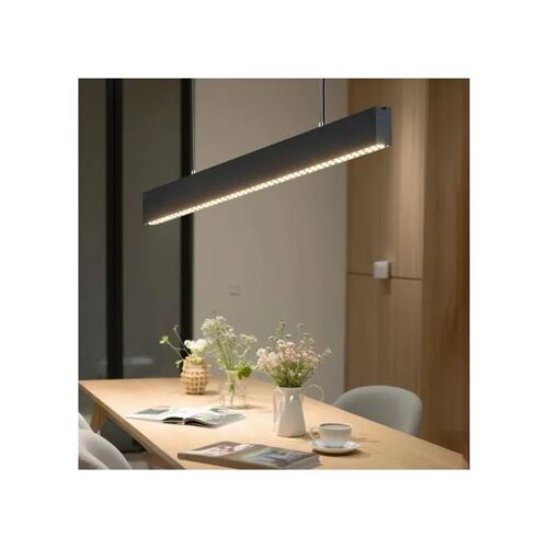 Suspension Led Moderne 120 Cm Noire, Luminaire Linéaire 38w 4000k, Hauteur Réglable, Idéal Pour Cuisine, Salle À Manger Et Bureau