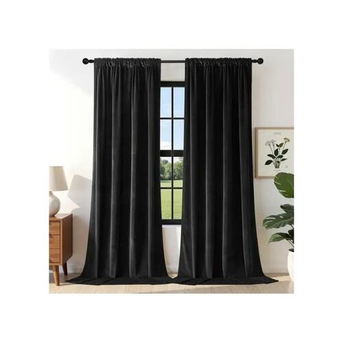 Lot De 2 Rideaux Occultants En Velours 240x140 Cm, Rideaux Thermiques Isolants Phoniques Pour Salon Et Chambre, Fixation Tunnel