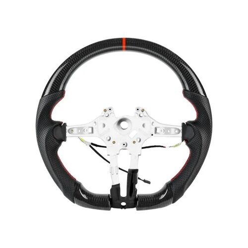 Volant Sport Carbone Chauffant Pour Bmw M5 F10 F11 F06 F12 F13, Cuir Perforé, Design Flat-Bottom, Tuning Intérieur Motorsport