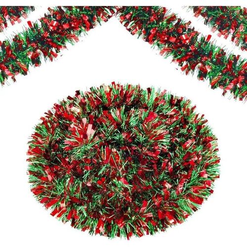 Guirlande artificielle de sapin 10 m PVC rouge branche dense 9 cm, décoration Noël intérieure et extérieure résistante pluie