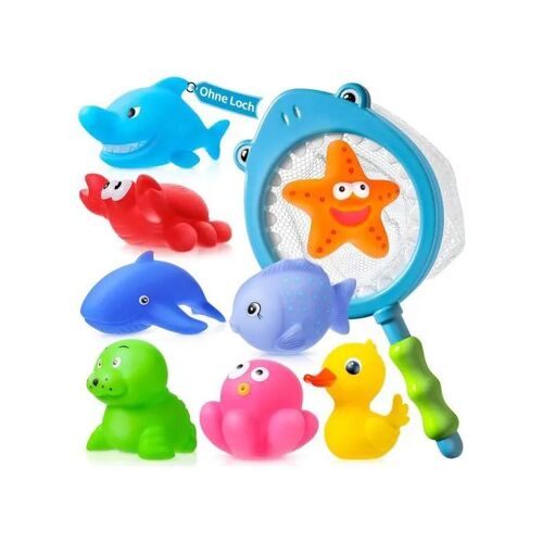 Jouets De Bain Pour Enfant Lot De 9 Figurines Jaunes Animaux Aquatiques Fermés Sans Ouvertures Hygiéniques Plastique Sûr Pour