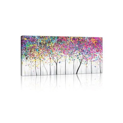 Image sur toile grand format abstraite arbre Pop-art HD impression numérique 120 x 50 cm, couleurs de peinture, côtés imprimés