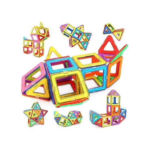 Blocs magnétiques de construction KOUYUO 48 pièces STEM créatif 24 carrés 24 triangles plastique ABS pour enfants à partir de 3