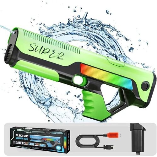 Pistolet À Eau Électrique Automatique 40 Cm Portée Longue Pistolet Jet D¿Eau Continu Plastique Abs Vert Pour Piscine Plage Jardin
