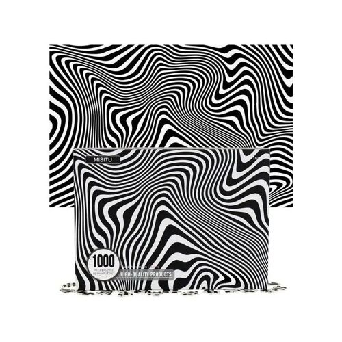 Puzzle 1000 pièces Défi difficile Rayures abstraites noir blanc carton recyclé 70 x 50 cm poster inclus sans indices au dos pour