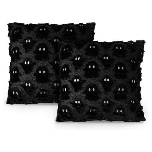 Housses De Coussin Halloween Coton Coussins Décoratifs Lot De 2 45x45 Cm Fantômes Noir Pour Salon Chambre Décoration Automnale