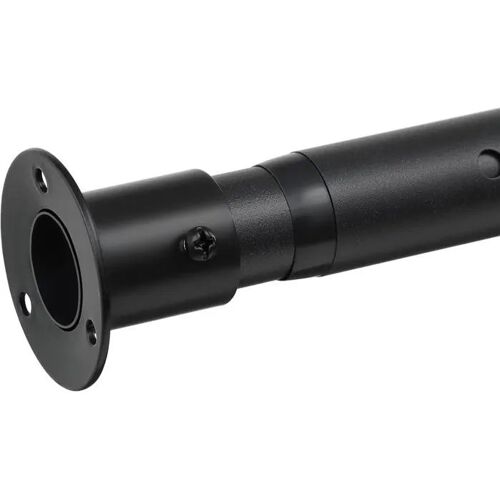 Barre télescopique rideau de douche noire mate 43-104 cm montage vissé stable verrouillage bouton-poussoir pop-up pour salle de