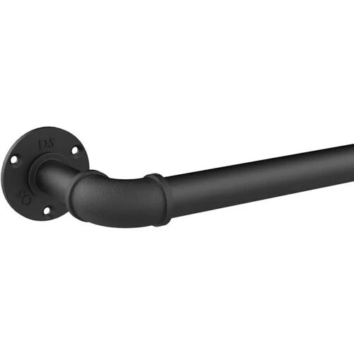 Tringle À Rideaux Industrielle Courbée Réglable 91-183 Cm Noir Mat, 3,8 Cm Diamètre, Montage Mural Et Plafond, Charge 22,6 Kg
