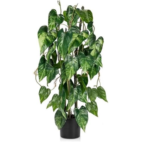 Plante artificielle Philodendron d¿intérieur vert Plante déco réaliste 76 cm feuilles en soie caoutchoutée pot imitation terre