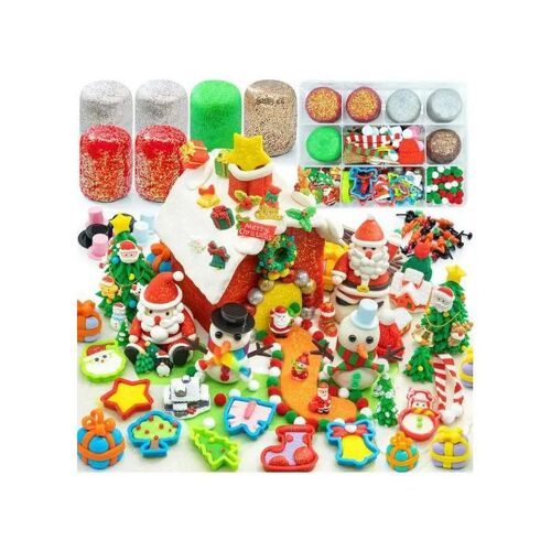 Kit Créatif Pâte À Modeler Argentée Pailletée Modéline 280+ Éléments Noël Diy 6 Boîtes 85 G 510 G Organisateur 22,3 X 17 Cm Pour