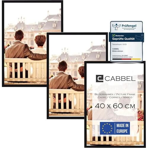 Lot de 3 cadres photo en MDF noir 40x60 cm, verre acrylique plexiglas, design moderne, montage mural vertical/horizontal pour