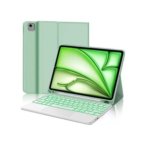 Étui clavier AZERTY rétroéclairé avec pavé tactile pour iPad Air 11 M2 2024 (A2902 A2903 A2904) Vert