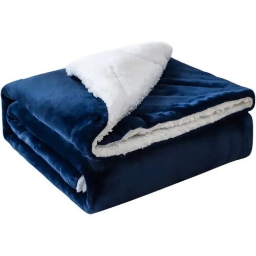 Couverture Polaire Double Face Jotom 130x160 Cm Sherpa Moelleux Plaid Doux Lavable En Machine Marine Pour Canapé Lit Fauteuil