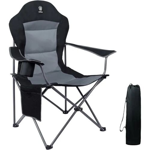 Chaise De Camping Pliable Ever Advanced Chaise De Jardin Polyester 600d Rembourrée Jusqu¿À 160 Kg Gris 60 X 88 X 109,2 Cm Avec