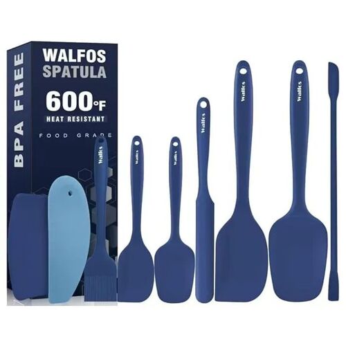 Set De 9 Spatules Silicone Alimentaire Acier Inoxydable, Résistantes Jusqu¿À 315°C, Embouts En Caoutchouc Bleus, Cuisine