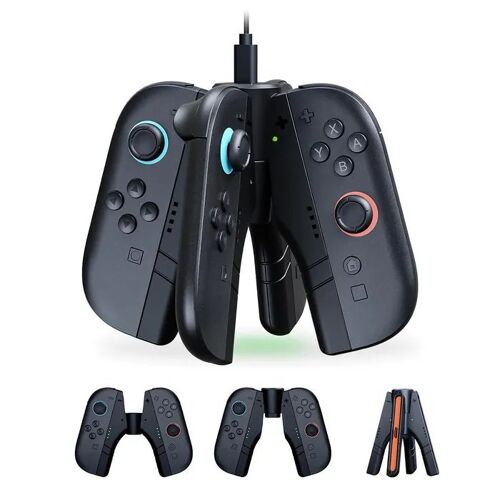 Support de charge 4 en 1 Nintendo Switch station d¿accueil pour Joy-Con USB-C LED separe en 2 parties jusqu¿à 4 contrôleurs