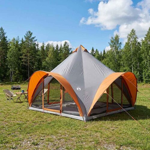 Vidaxl Tente Tipi Gris Et Orange 6 Personnes Polyester Et Acier