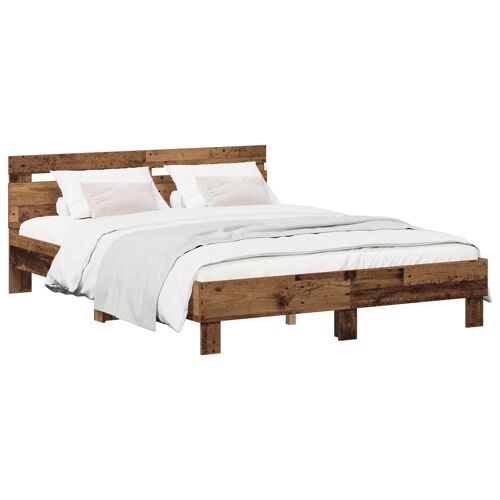 vidaXL Cadre de lit Bois ancien 135 x 190 cm Bois d'ingénierie