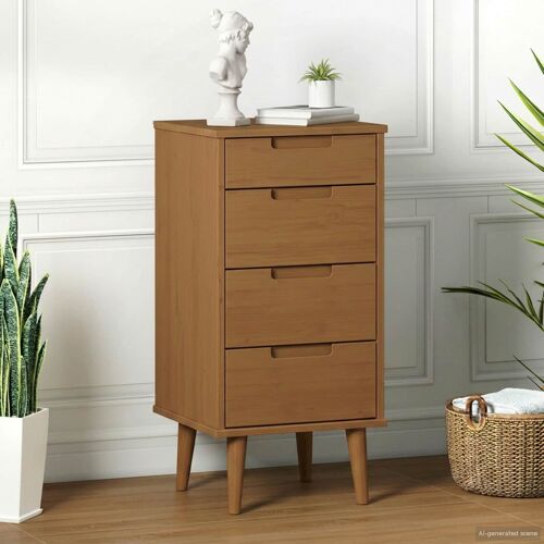 vidaXL Commode MOLDE Caramel 40 x 35 x 82 cm Bois de pin massif