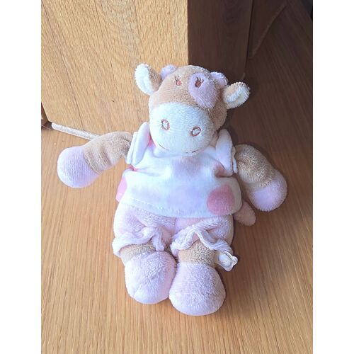 Vache NOUKIES doudou Lola beige et rose 20 cm