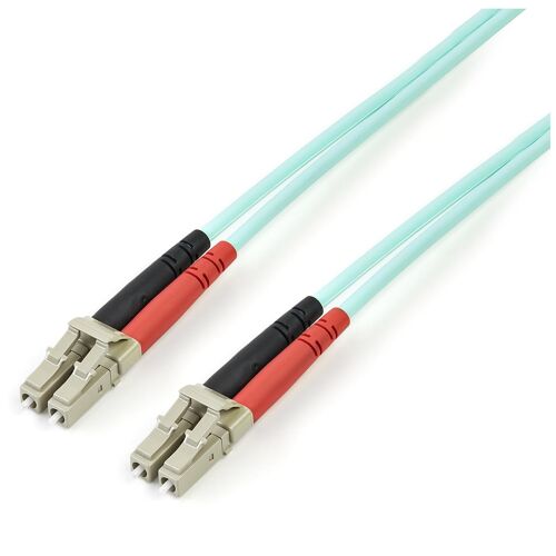 StarTech.com Câble Fibre Optique Multimode de 5m LC/UPC à LC/UPC OM3, Fibre Zipcord Full Duplex 50/125µm, Réseaux 100G, LOMMF/VCSEL, <0.3dB Faible Perte d'Insertion, Cordon Patch Fibre LSZH