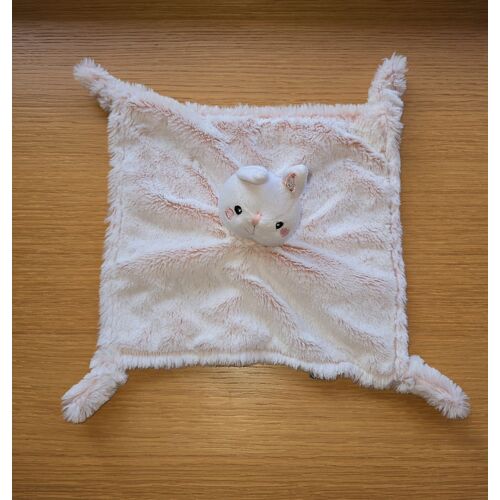 Doudou lapin carré Lapinou - Rose clair bi-matiere velours/tissu Liberty tête blanche Poyet Motte Puériculture