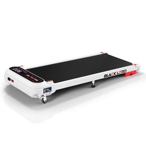 Black Lord Tapis De Marche, Tapis Roulant Mince Bureau, 1-11km/H, Tapis 390mm, Absorption Chocs, Télécommande & App, Affichage Led, Blanc