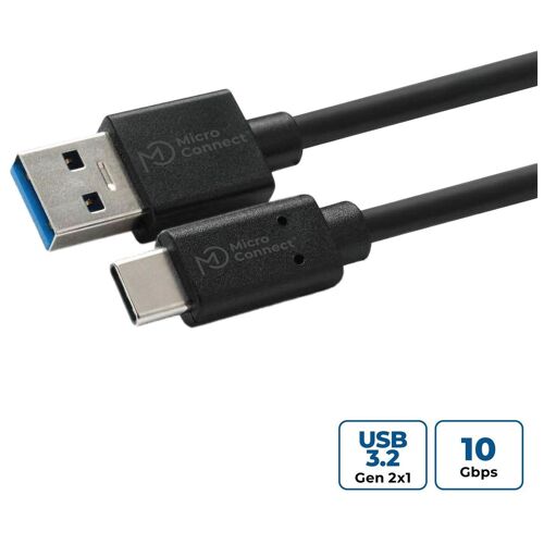 Microconnect USB3.2CA1 câble USB USB 3.2 Gen 2 (3.1 Gen 2) 1 m USB A USB C Noir