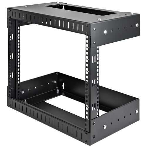 StarTech.com Rack Réseau Mural 8U à 2 Montants, Rack Serveur 19" à Cadre Ouvert avec Profondeur Ajustable, Rack de Données Mural pour IT/AV/Panneau de Patch/ Equipement IT - Écrous et Vis de Fixation Inclus