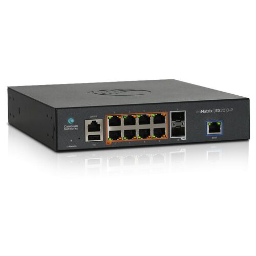 Cambium Networks cnMatrix EX2010-P Géré L2/L3 Gigabit Ethernet (10/100/1000) Connexion Ethernet, supportant l'alimentation via ce port (PoE) 1U Noir