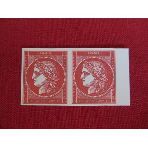 Paire De Timbres Cérès De 1 Euro Rouge N° 5361d Venant Du Livre Emis Pendant Le Salon Philatélique 2019 Tirage Très Limité 6000 Ex.