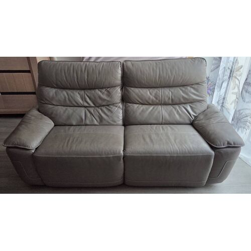 Canapé 3 places 2 relax électrique EVOGG cuir et croûte taupe gris