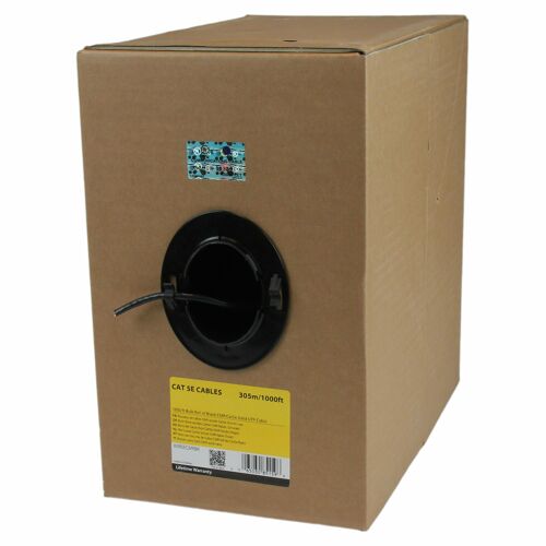 StarTech.com Câble Ethernet Cat 5e en Vrac - 304,8 m - Solide - Classé CMR - Noir - Conforme TAA