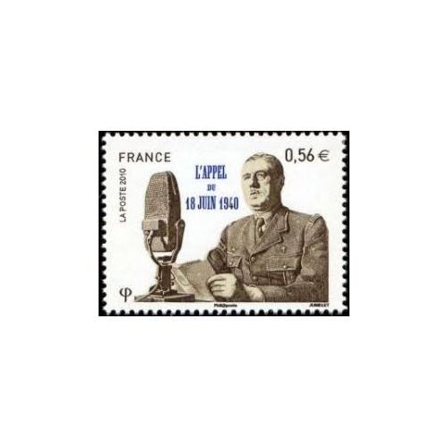 70ème Anniversaire Du 18 Juin 1940 : Appel Du Général De Gaulle : Portrait Année 2010 N° 4493 Yvert Et Tellier Luxe