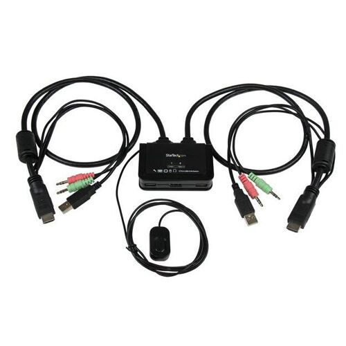 StarTech.com Switch Commutateur KVM 2 Ports USB, HDMI avec Audio et Câbles pour 2 PC sur 1 écran - Auto Alimenté