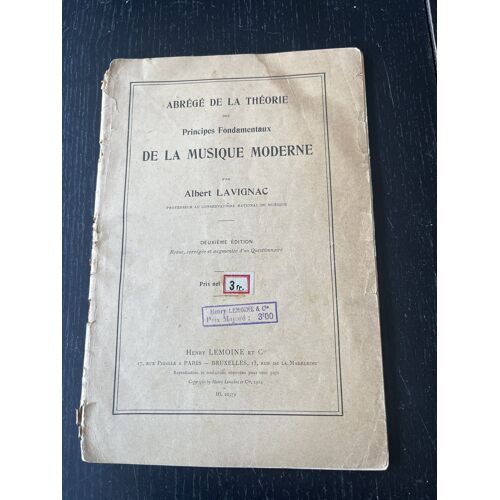 "Abrégé De La Théorie De La Musique Moderne " A. Lavignac Ed. 1927