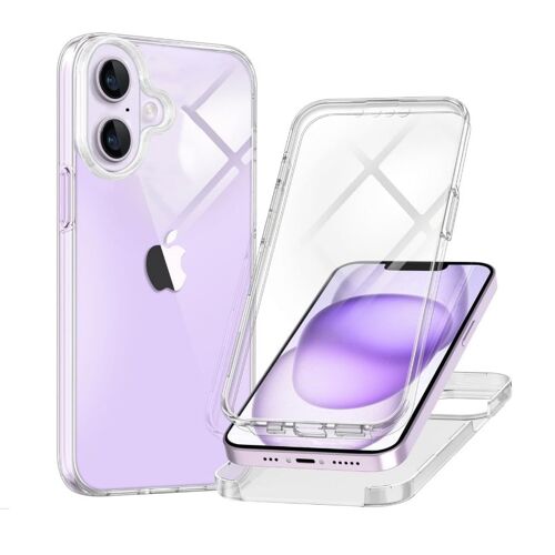 Coque Pour Iphone 16 ,Coque 360 Protection Intégral Arrière Rigide Avant Souple Transparent - HQSELECTION®