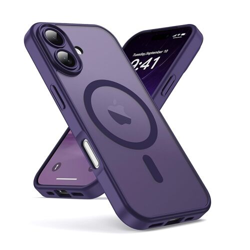 Coque Violet Mat Magnétique pour iPhone 17, Compatible avec MagSafe, Protection d'objectif ,Coque Translucide Arrière Antichoc - HQSELECTION®