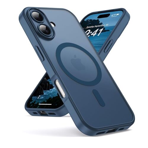 Coque Bleu Mat Magnétique pour iPhone 17, Compatible avec MagSafe, Protection d'objectif ,Coque Translucide Arrière Antichoc - HQSELECTION®