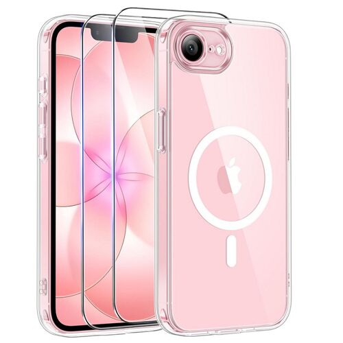 Coque Magnétique pour iPhone 17E Avec 2 Vitre Verres Trempés,Compatible Avec MagSafe ,Transparent - HQSELECTION®